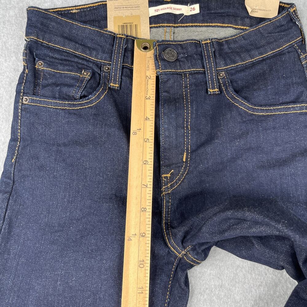 Levis 721 High Rise Skinny Denim Jeans Womens 26x28 dark Wash New NWT - Picture 6 of 14